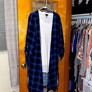 Plaid Open Front Cardigan 3X